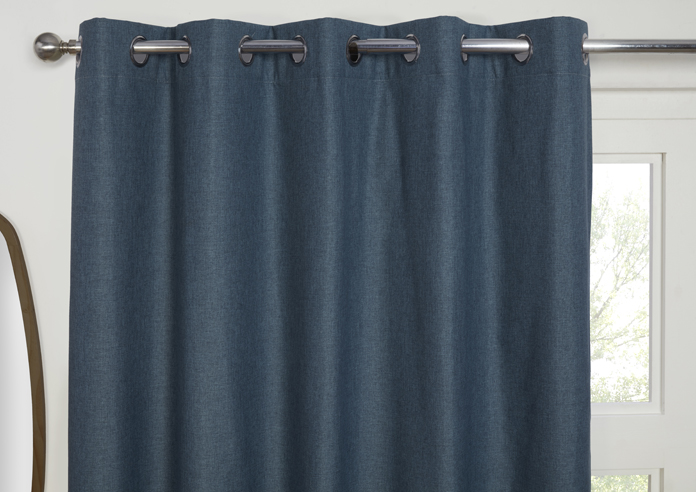 Cosmos (Blackout) Eyelet, Denim - Ready Made Curtains - Image 9